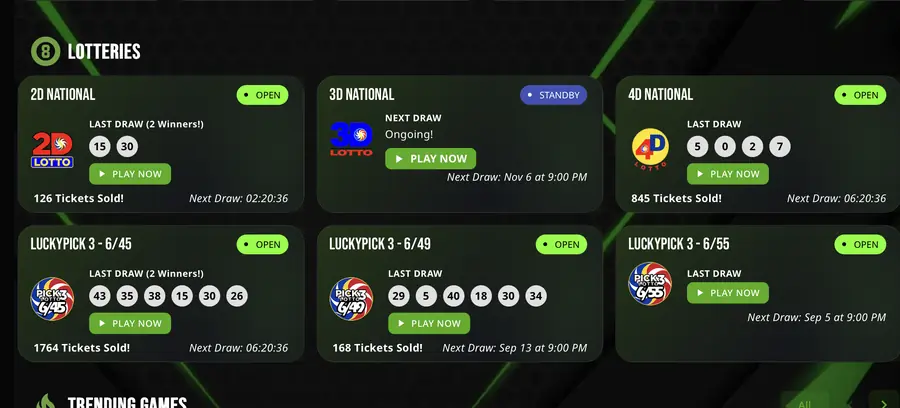 SWC lotteries — 2D National, 3D National, 4D National at LuckyPick 3 sa 6/45, 6/49 at 6/55